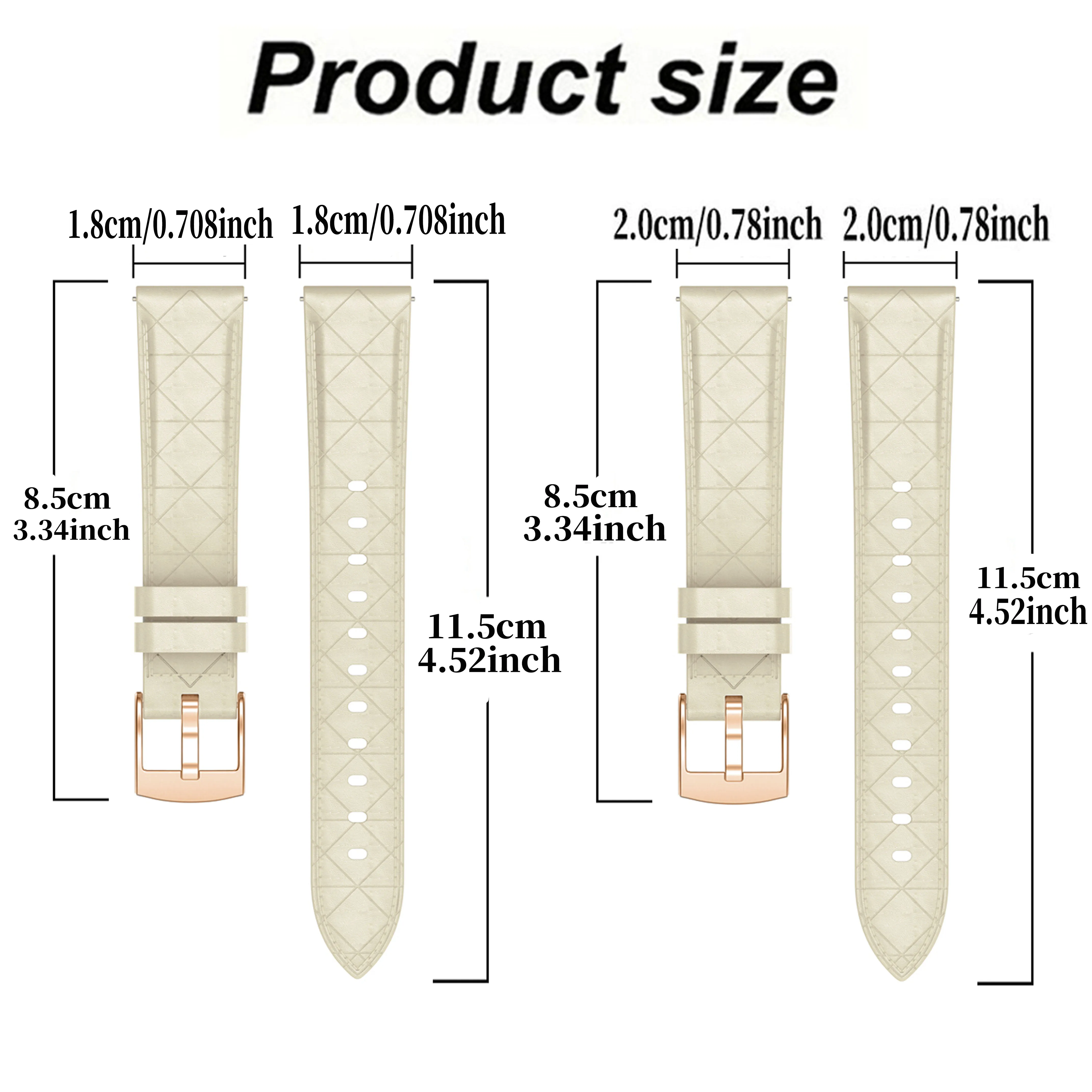 Premium PU Leather Smart Watch Strap Wristband, 18-20mm