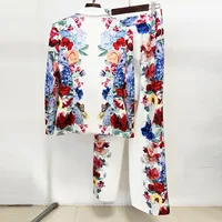 Isabelle Flower Print Long Sleeve Single Buckle Pant Set 3
