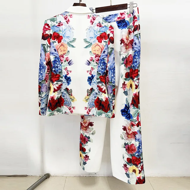 Isabelle Flower Print Long Sleeve Single Buckle Pant Set 3
