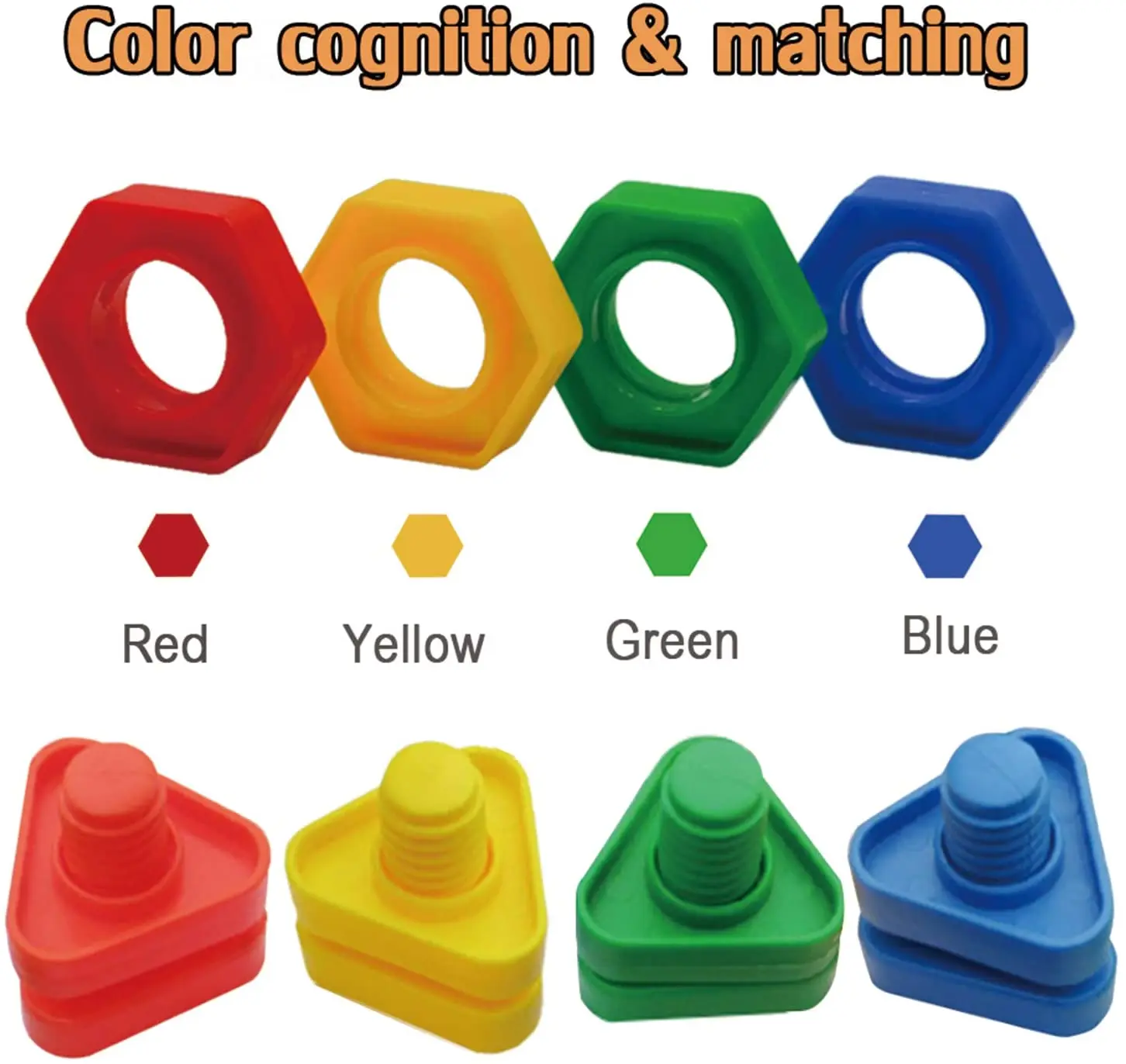 Building Block Toy Shape Match Puzzle Toys 6Pcs Nut Shape Screw Building Blocks Match Puzzle Toys For Children Infant Montessori Shape Color Recognize Educational Toys