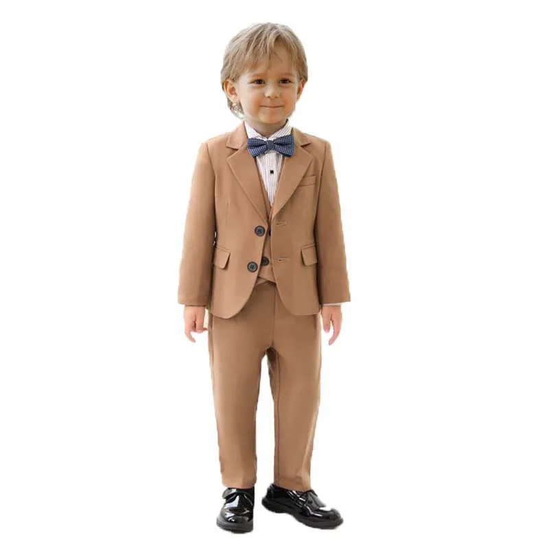 

Boys Girls Khaki Evening Party Photograph Suit School Kids 1Year Birthday Party Dress Children Wedding Performance Piano Set