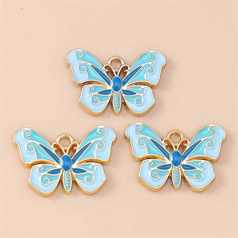 20 Stück 15 x 22 mm niedliche bunte Emaille-Tier-Schmetterlings-Anhänger für die Schmuckherstellung, Halsketten, Ohrringe, Armbänder, Zubehör – Detail 5