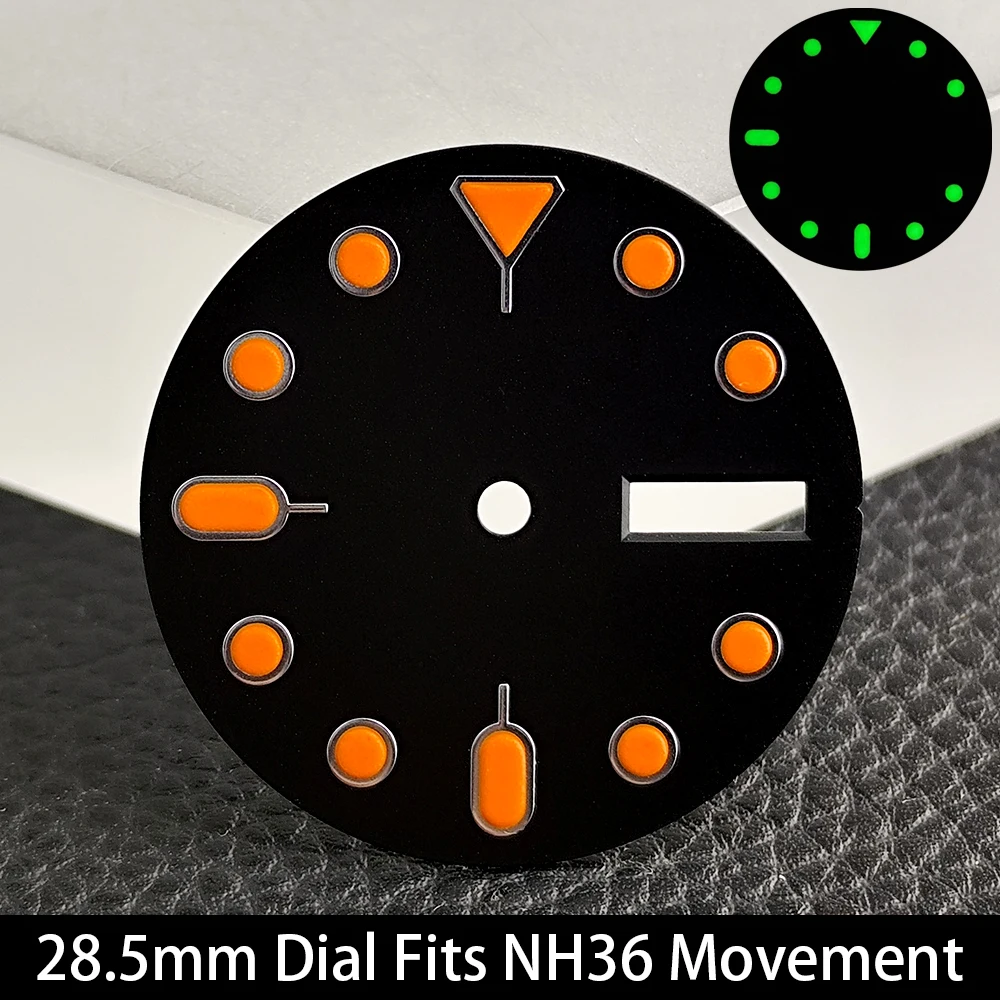 Green Luminous Mechanical Watch Dial - 28.5mm