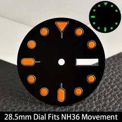 Green Luminous Mechanical Watch Dial - 28.5mm - NH36 No logo (2 Silver Nail)