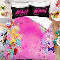 Cartoon Winx Club Printed Bedding Set Soft Duvet Cover Set Quilt Cover Pillowcase Set Home Textile Bedclothes for Kids Adult Boy 1