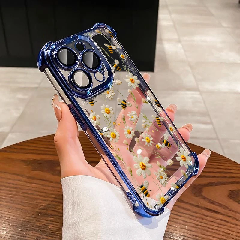 Shockproof 3D Flower Plating Phone Case - New Design Cover
