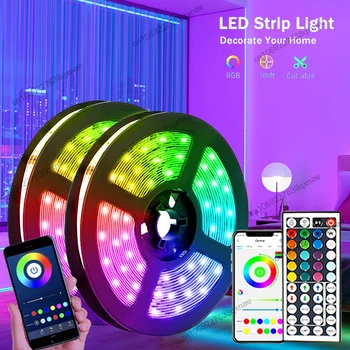 침실용 LED 스트립 조명, LED TV 백라이트, 블루투스 원격 네온 조명, 컬러 RGB5050 LED 테이프, 크리스마스 장식