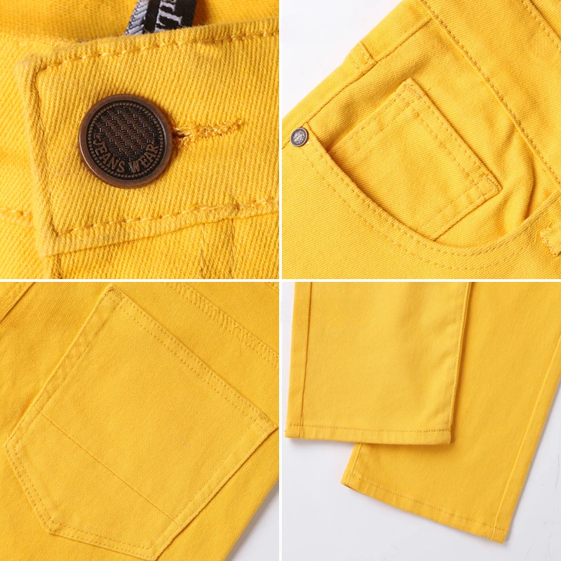 Yellow Men's Straight Jeans New Design Denim Male Long Pants Elastic Fashion Korean Youth Party Hip Hop Trousers Streetwear 6