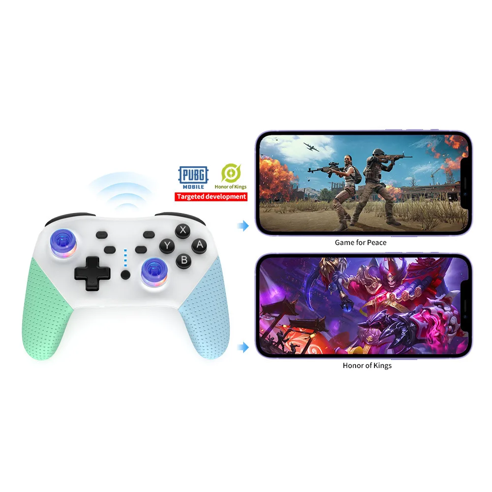 3D Led Light Wake Up Gamepad Controller Wireless Bluetooth Per Nintendo Switch Pro Pc/Ps3/Joystick Android Con Vibrazione Turbo