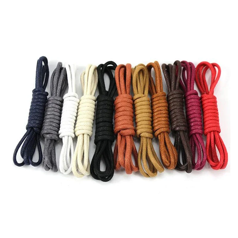 1 Pair Shoelaces Leather Cotton Waxed Shoelaces Waterproof Men Shoe Lace For Shoes Strings Women Shoelaces Round Shoe laces Boot images - 6