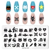 Halloween Nail Art Stamping Plate Drawing Template Pumpkin Heart Wave Line Ghost spider Bat Image Stencil Nail Printing Tools 6