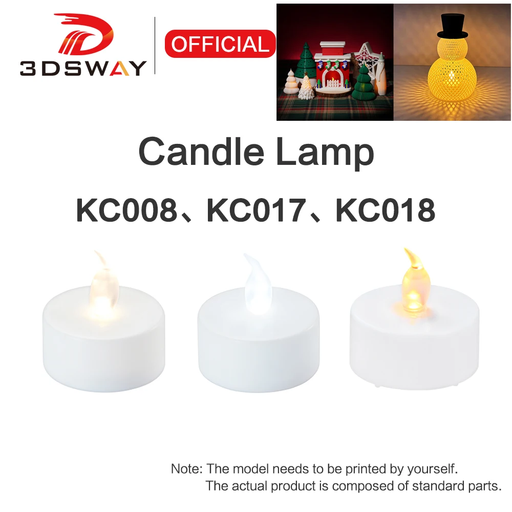 Für Bambu Lab LED Flamme Teelicht Kerze Set 3D Druck Modell für Bambulab Creality Elegoo 3D Drucker Zubehör KC008/KC017