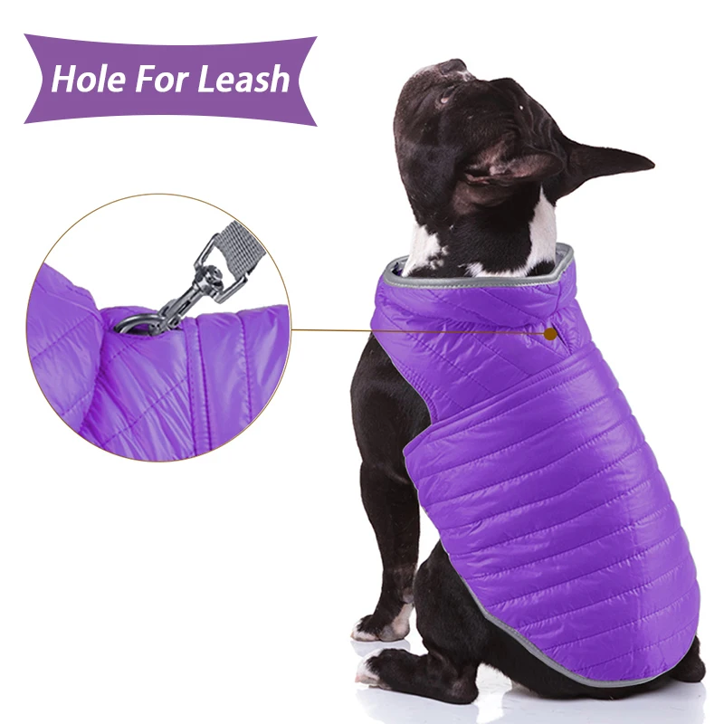 Reversible Small Dog Down Jacket Dual Colors Reflective Waterproof Winter Pet Clothes For Large Dogs Coat Vest Apparel Costume