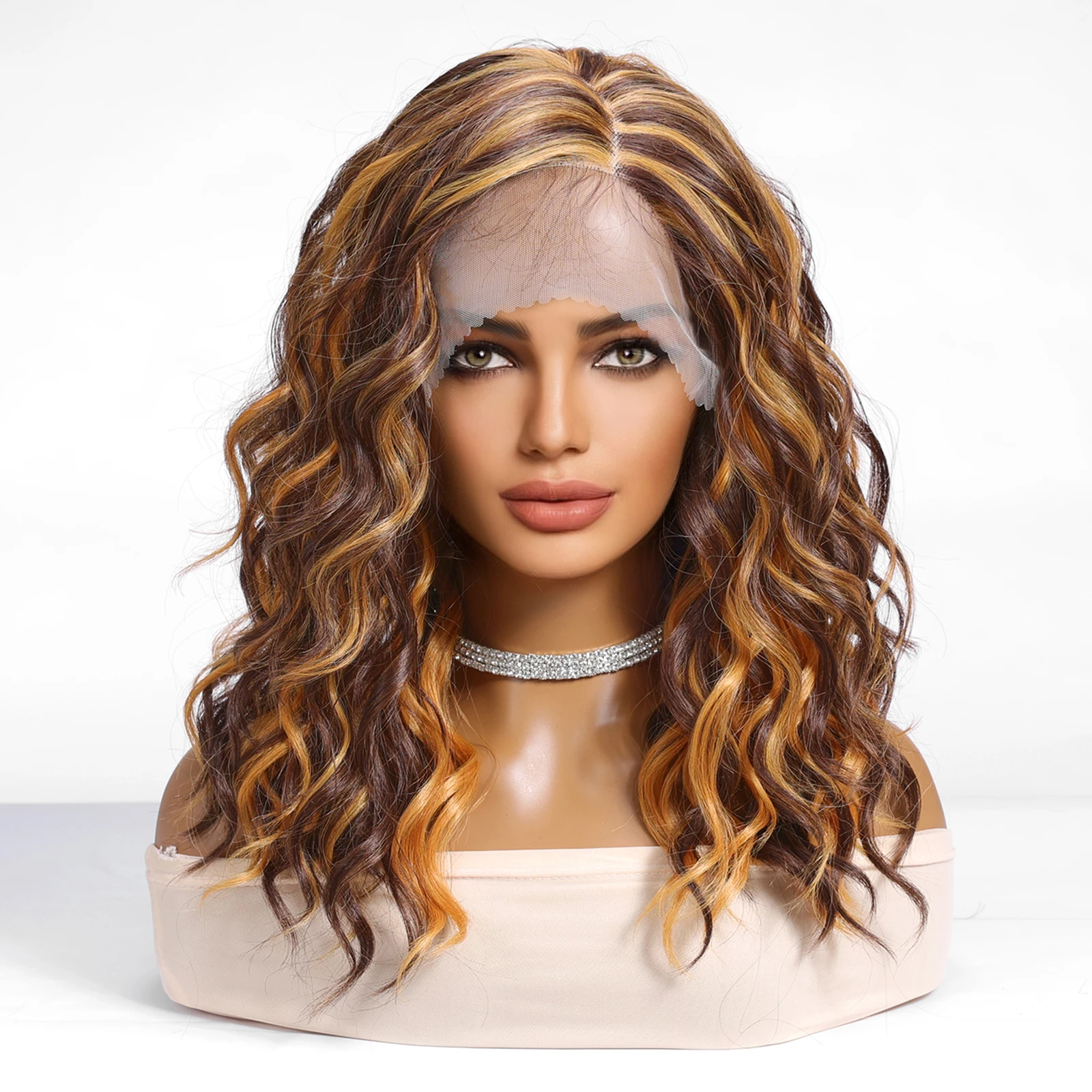 Synthetic Wig CharmSource Synthetic Lace Front Wigs Orange Brown Short BOB Wig with Side Part Daily Use Party Wig for Women Heat Resistant