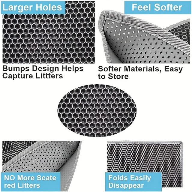 Cat Litter Mat Double Layer Waterproof Urine Proof Trapping Mat Easy to Clean Non-Slip Toilet Pad Cat Scratch Pad Large Foot Pad 4