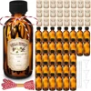 Amber Glass Bottle 2oz Boston Round Bottles with Caps for Vanilla Extract for Homemade Syrup Gift Food Storage Set 1