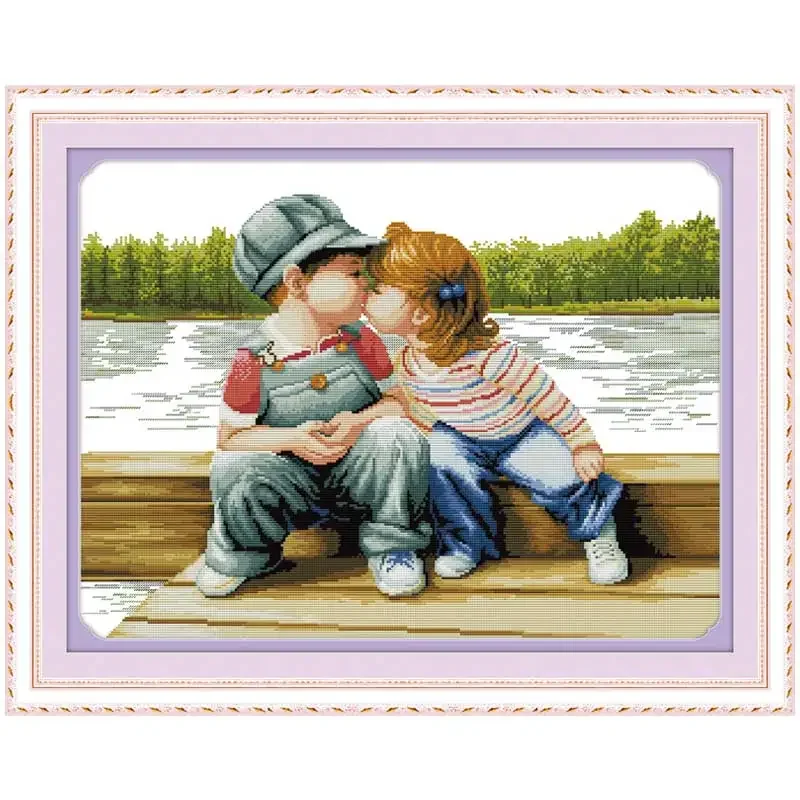 Lovers Innocence Girl Boy Patterns Counted Cross Stitch Set 11CT 14CT 16CT Stamped DMC Cross-stitch Kit Embroidery Needlework