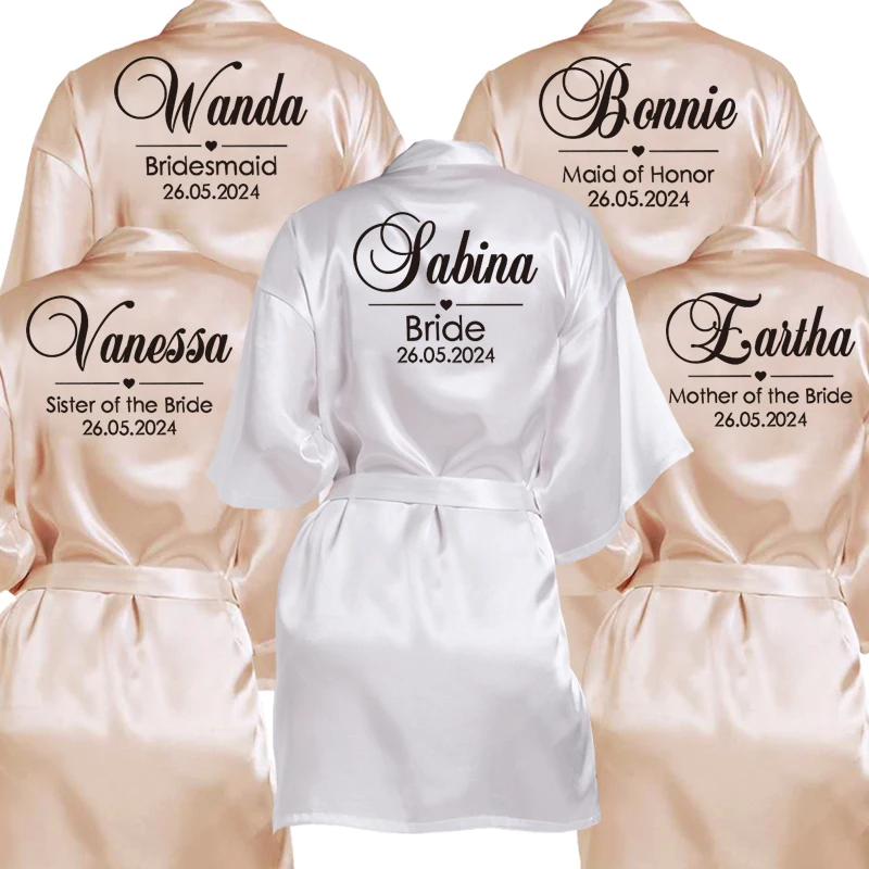 Generisch Dames bruiloft team bruid badjas letters kimono satijn