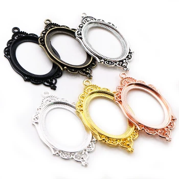 5pcs 30x40mm Hollow Cabochon Base Pendants – 6 Colors, DIY Jewelry Settings 1