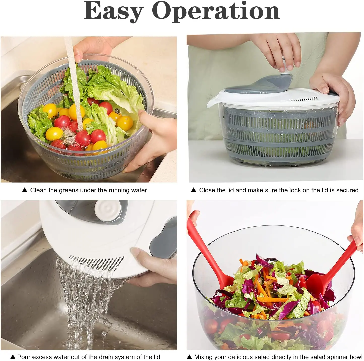 Electric Salad Spinner 4.2-Quart Lettuce spinner,Fruit cleaner spinner  Vegetable Dryer,Fruit Washer with Bowl and Colander,Salad Dryer Mixer for