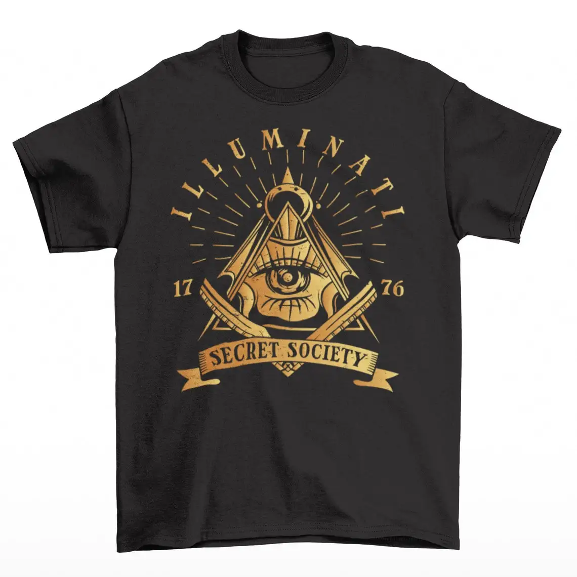 Illuminati Secret Society Gold Freemason Symbol T-Shirt 100% Cotone O-Collo Estate Manica Corta T-Shirt Casual Da Uomo Taglia S-3Xl