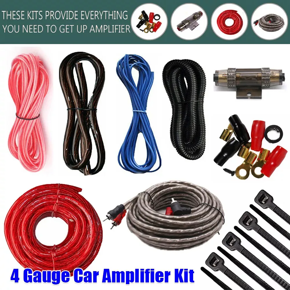 Complete Car Audio 4AWG Gauge Cable Kit Amp Amplifier Install RCA Fuse Subwoofer Sub Wiring Set 2300 Watts car stereo,audio signal cable,audio cables,radio subwoofer amplifier