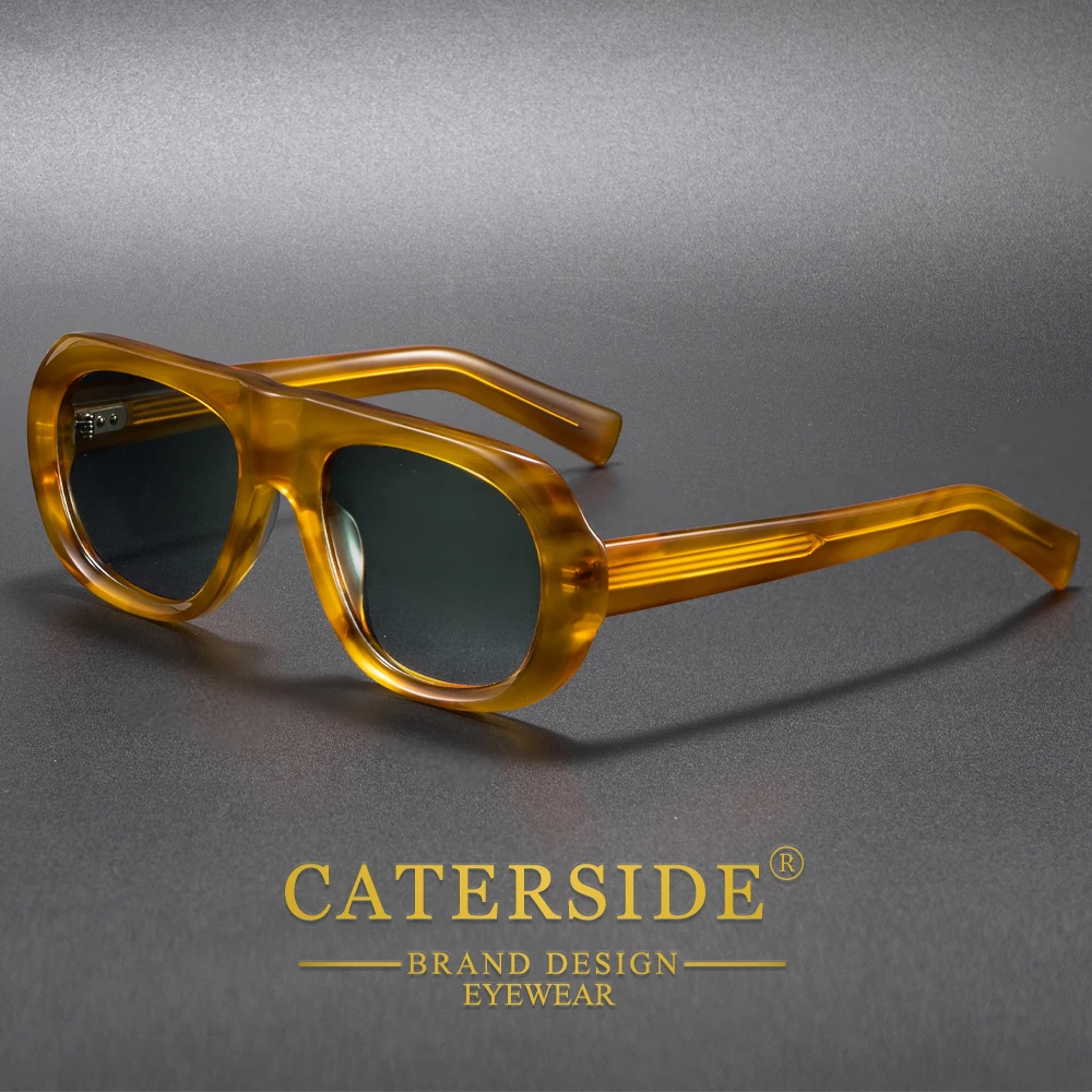 CATERSIDE Neue männer Acetat Polarisierte Sonnenbrille Runde Dicken Rahmen Suneyeglass Frauen Im Freien Mode Retro Luxus Brillen UV400