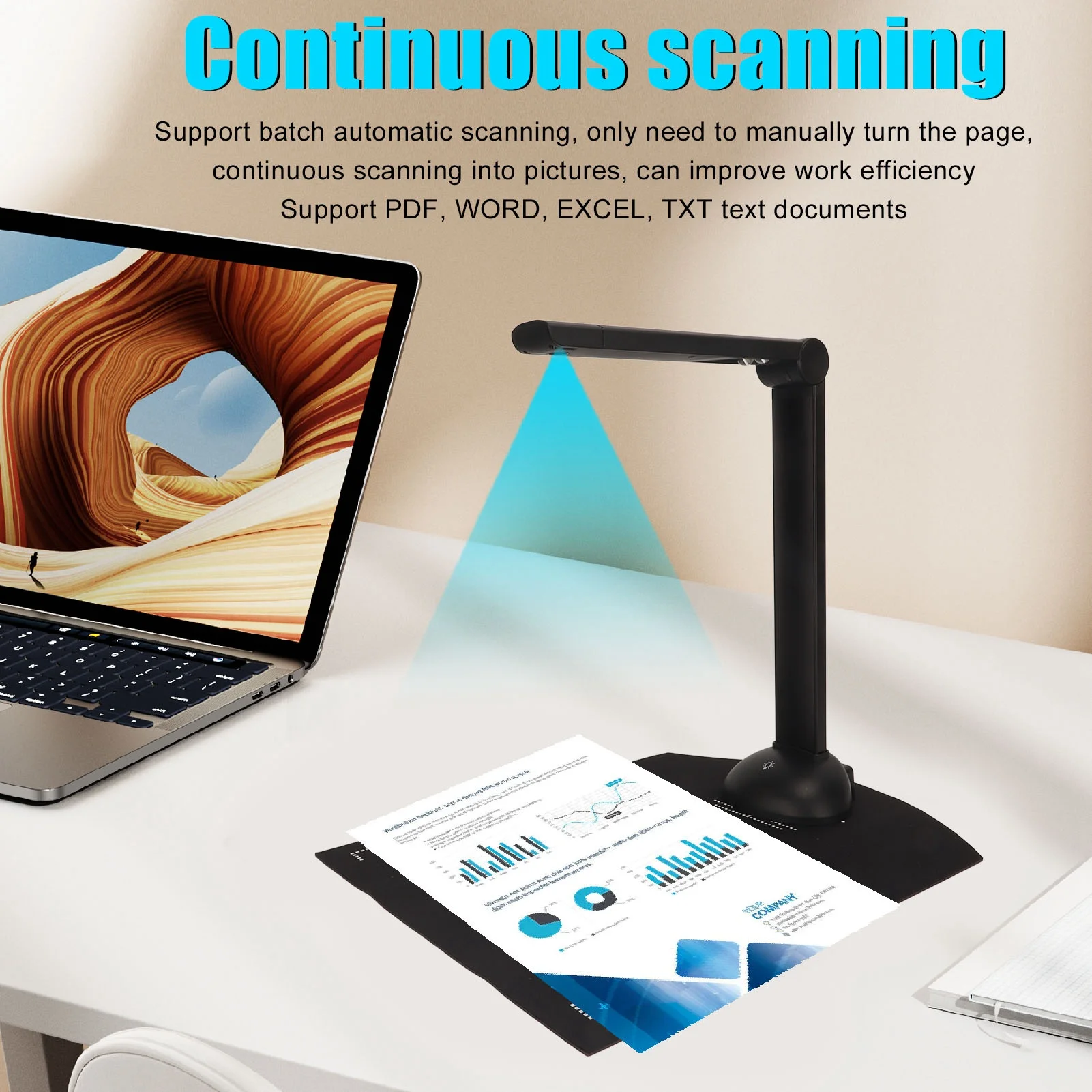 Book Scanner Camera 10MP Multi Language OCR Real Time Projection A3 A4 Foldable Portable USB Document Camera Scanner