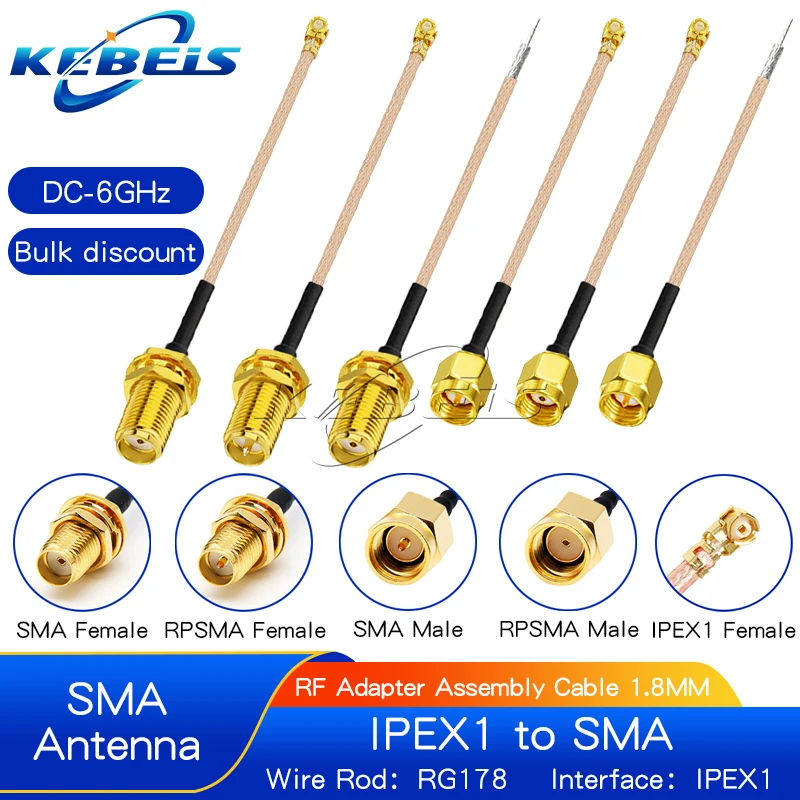 IPX IPX1 UF L to SMA-K SMA-J RG178 SMA male female to IPX RF coaxial cable SMA-J uFL/u.FL/IPX/IPX-1 female adapter 1PCS rf coaxial cable