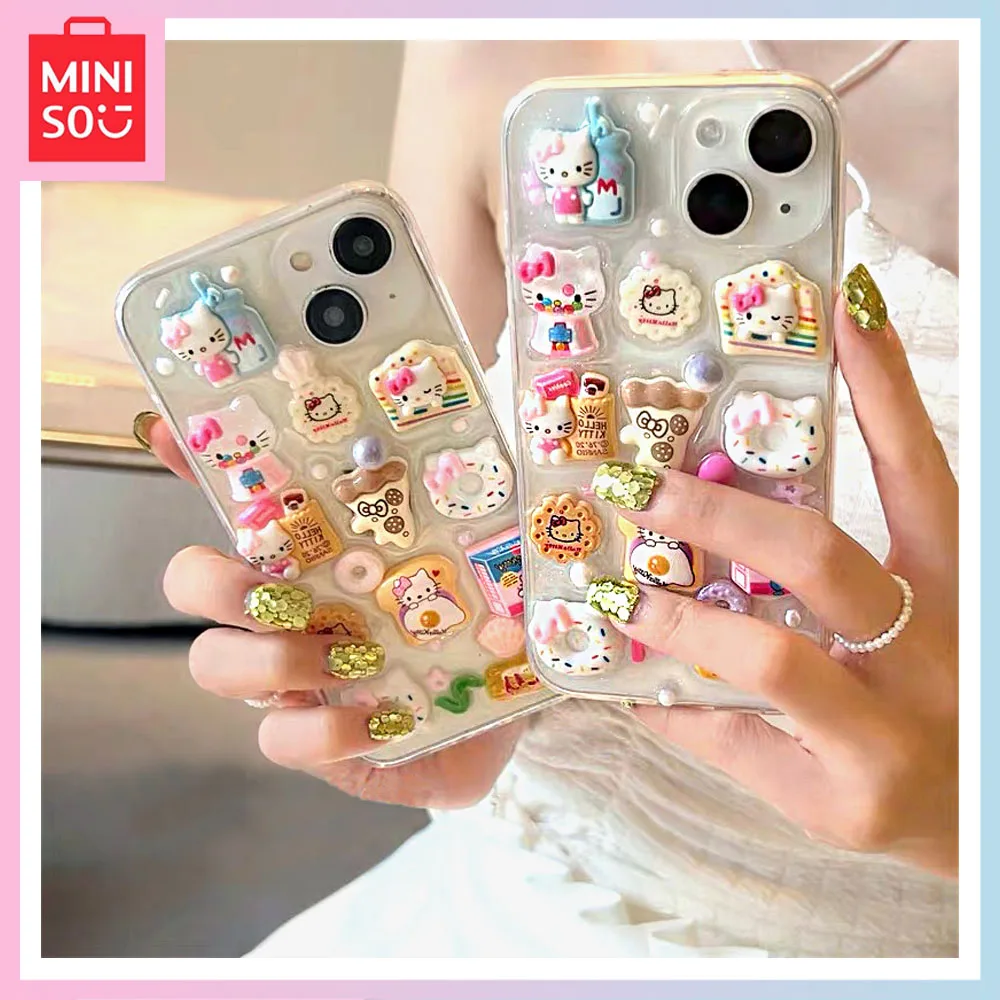 

Miniso мультфильм стерео Diy Hello Kitty применяется iPhone13 телефон iPhone14Promax милый 12 оригинальный 11/xr подарок на день рождения Рождество
