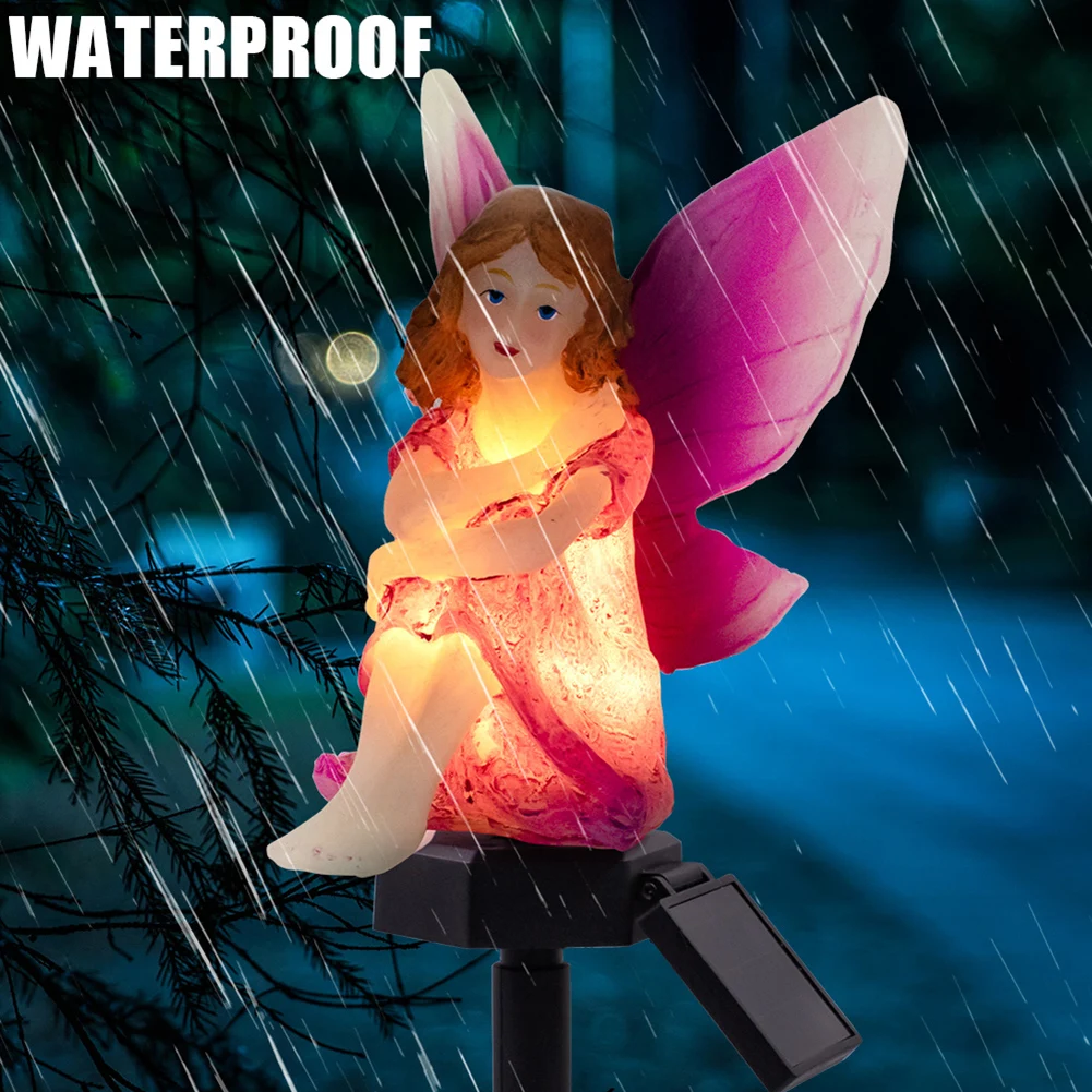 LED Solar Lawn Stake Night Light Butterfly Flower Fairy Hanging Lamp Outdoor Garden Waterproof Lamp Yard Art Craft