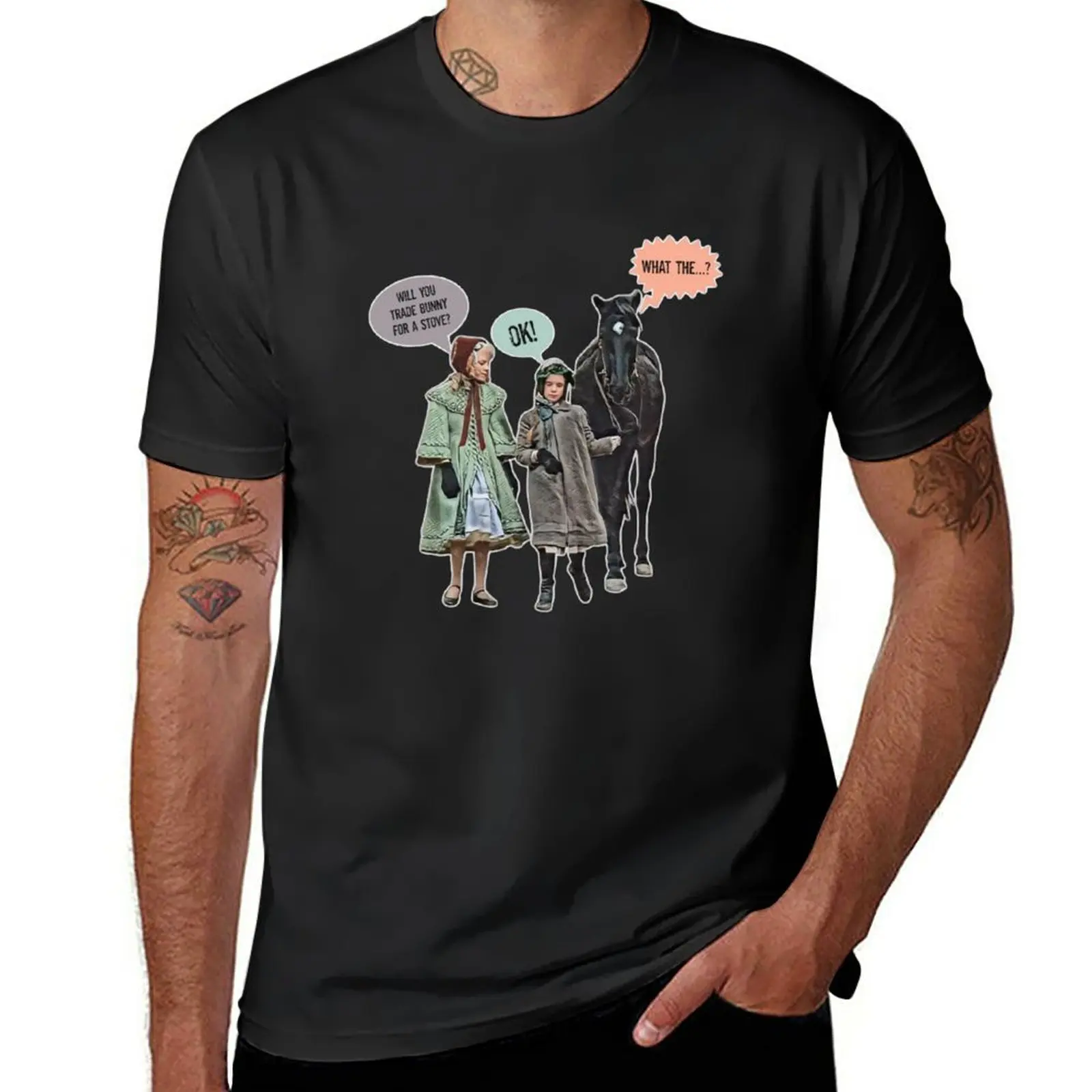 Divertente Casetta Sulla Scena Della Prateria T-Shirt Kawaii Vestiti Magliette Vuote Magliette Oversize Per Uomo