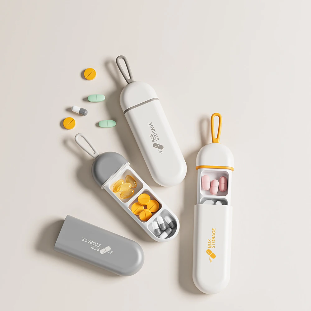 Portable Colorful 3 Spaces Medicine Case Health Care Container Case Pill Box Splitters Travel Pill Box Tiny Box Easy to Carry Best Sellers In Beauty & Health