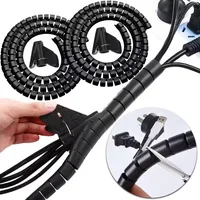 2M Cable Tube Sleeve Flexible Cord Bundler Wire Wrap Cable Management System Desk Wire Organizer for Office Home TV PC Computer 1
