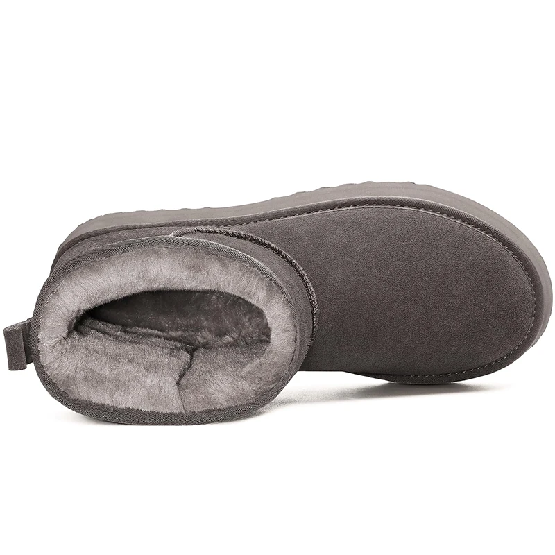 Women Suede Fur Lined Mid Calf Snow Boots