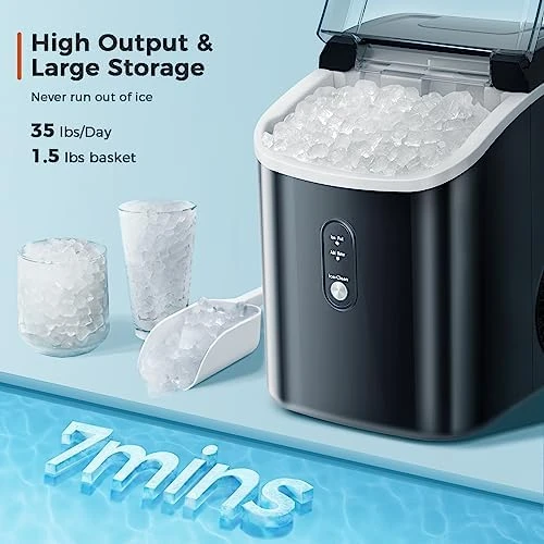 Nugget Ice Maker Countertop, Portable Ice Maker Machine with Self