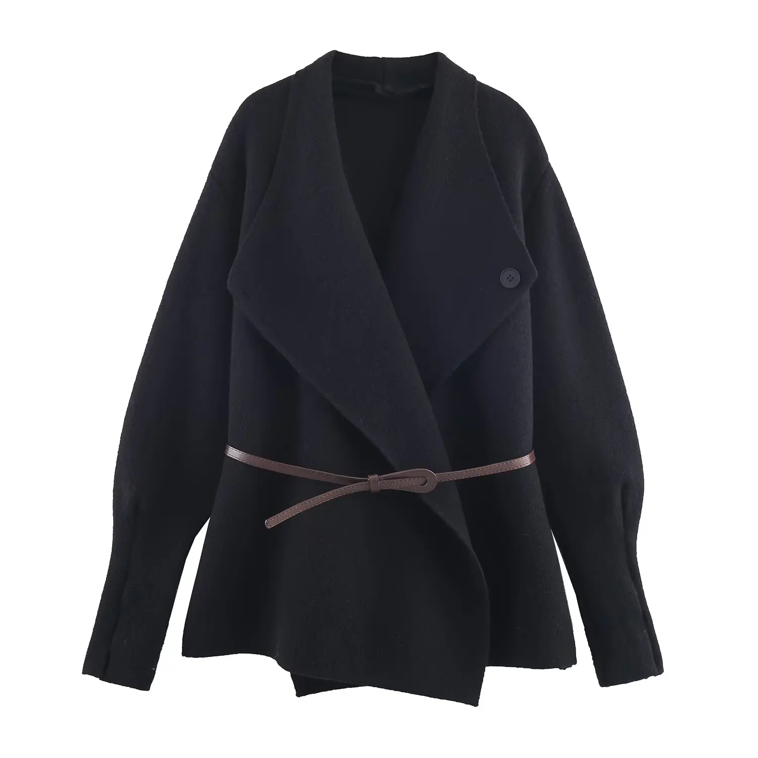 Women Knitted Cardigan Coat Female Mid-Length Cardigan Outerwear Solid With Belt Autumn New Fashion Elegant Blazers Streetwear