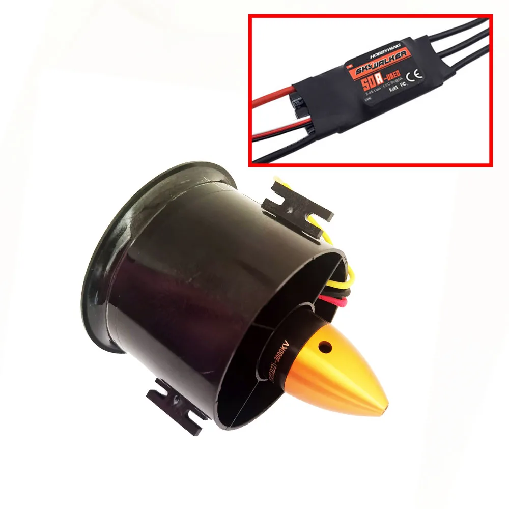 

Clear stock 70mm 6 blade duct fan EDF, with 3000KV motor brushless, with 50A esc, for RC aircraft model parts