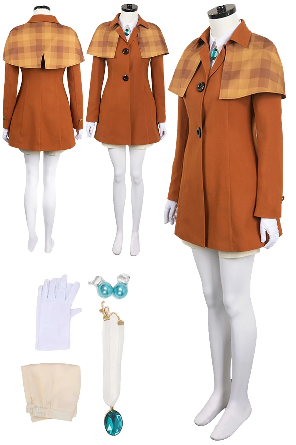 

Женский костюм принцессы для косплея, Фэнтезийный коричневый костюм, Аниме игра Showtime, пальто для ролевых игр, ожерелье, Женский костюм на Хэллоуин