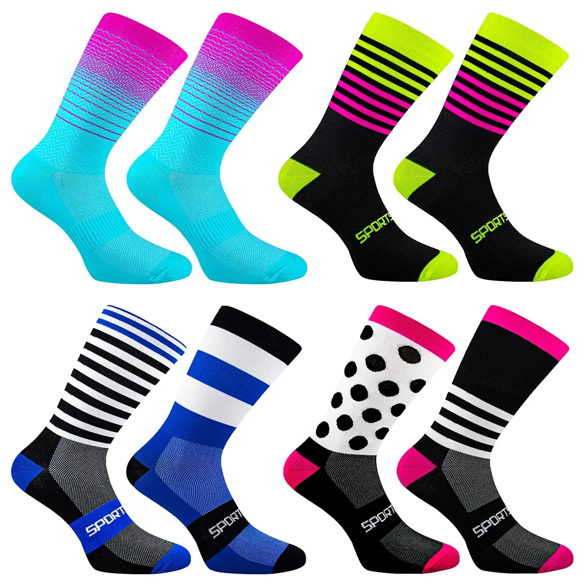 Cycling Socks Men Women Durable Breathable for Cycling Hiking Basketball Running