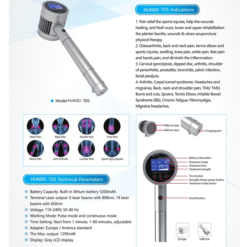 

HLKGO Low Level Laser 808nm 650nm Rehabilitation Therapy Supplies Infrared Physiotherapy Equipment