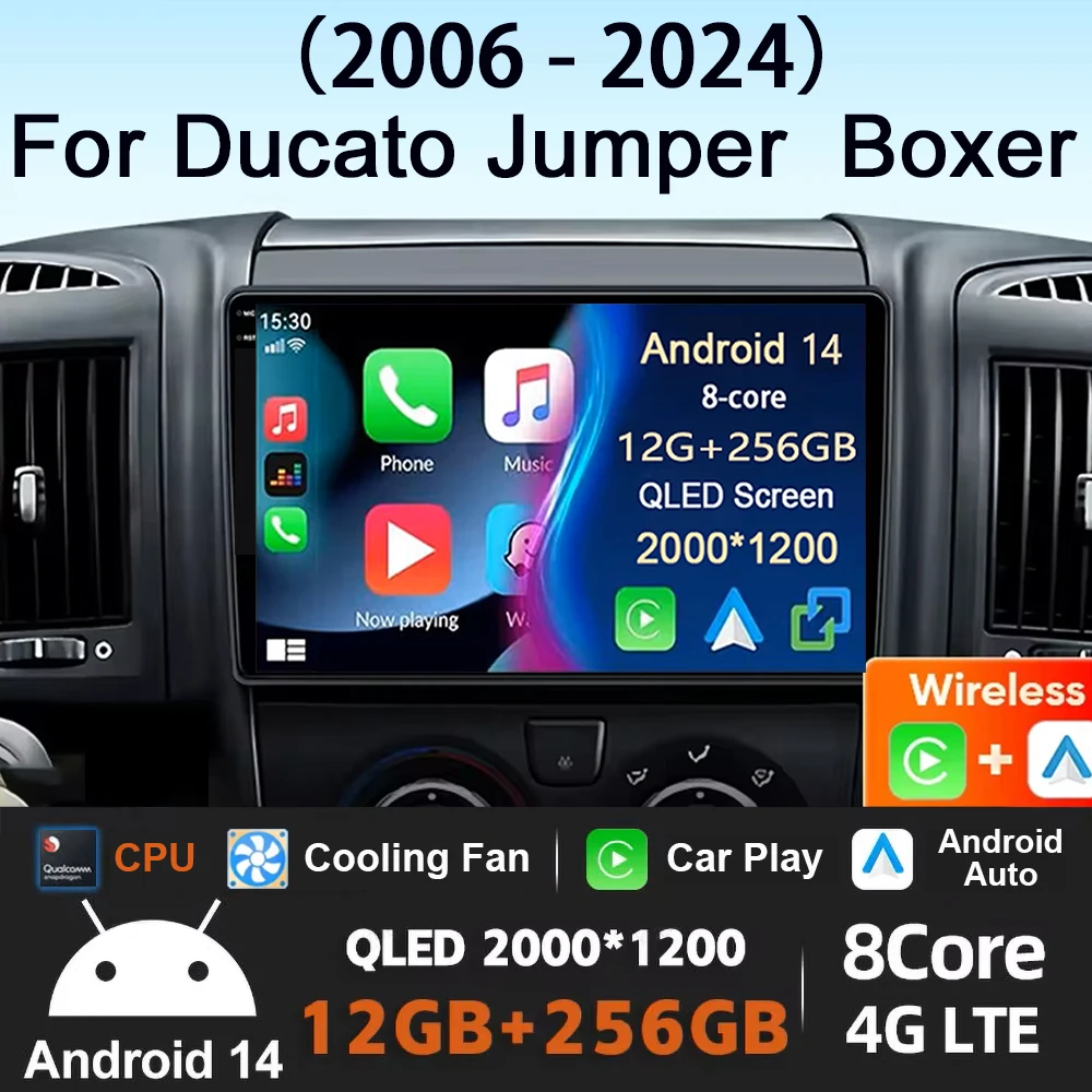 Android 14 Car Radio Wireless Carplay Android Auto Multimedia Player BT for Fiat Ducato 2005-Citroen Jumper Peugeot Boxer,car multimedia player,car radio,wireless carplay