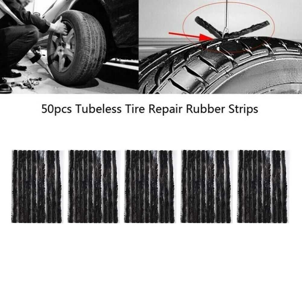 

50Pcs/set Tubeless Tire Repair Strips For Car Motorcycle Bike-Tyre Puncture Repairing Glue Seals Repair Rubber Strips 3.5*100mm