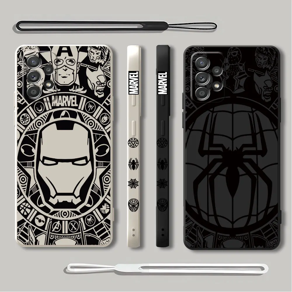 Custodia Per Telefono Marvel Spiderman Iron Man Per Xiaomi Poco M5 M4 Pro X4 Nfc F3 Gt X3 Pro M5S M3 F4 F5 C40 X3 Nfc Square Liquid Cover