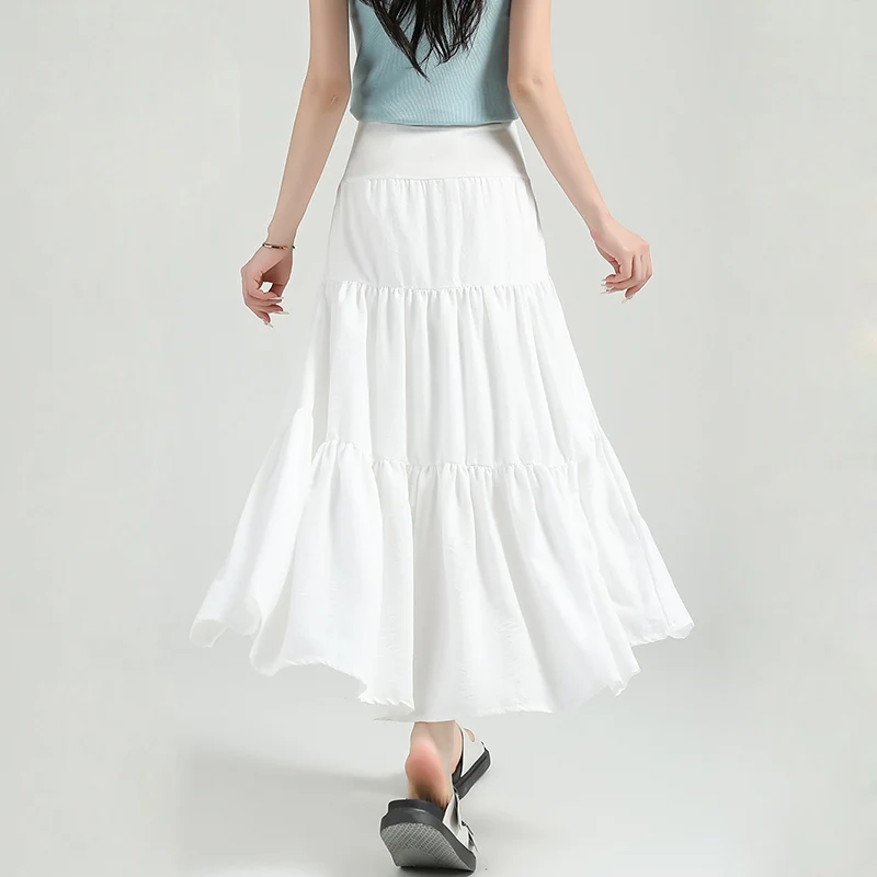 Maternity Summer Long Skirt Ruffles Sweet Pregnancy Cake Skirt Patchwork High Waist Pregnant Woman Ball Gown Skirts Korean Style