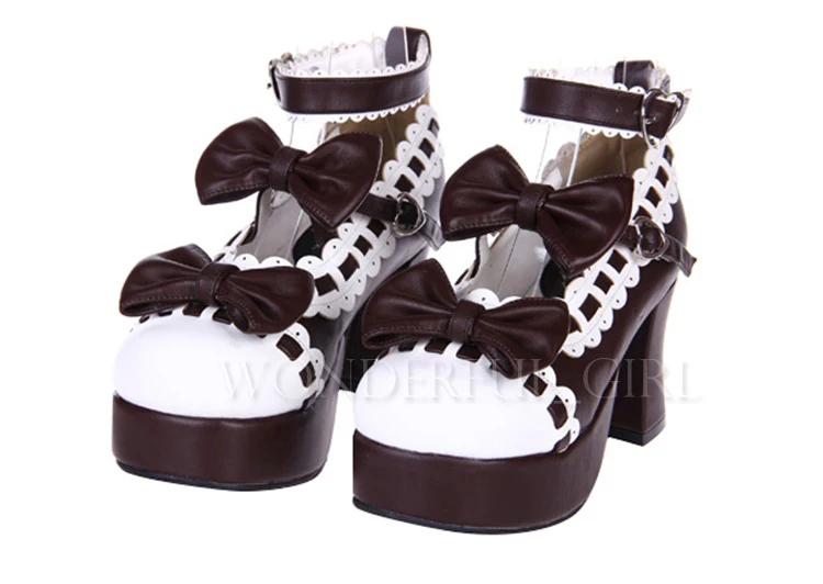 Neue japanische Stil Lolita Schuhe Dienstmädchen Cosplay Mädchen Prinzessin High Heels Damen Schuhe mit Schleife Größe 35-47 14