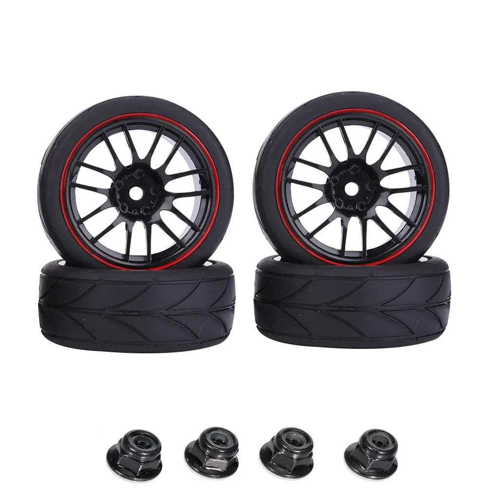 

4PCS 65mm 1/10 On Road Tires & Wheels Rims 12mm Hex Hub for Redcat HPI Tamiya Exceed RC Touring Car HSP 144001 94123 94122 CS