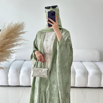 2025 Fashion Elegant Dubai Turkish Abaya Muslim's Women Inner Under Dress Abayas Open Front Cardigan 1