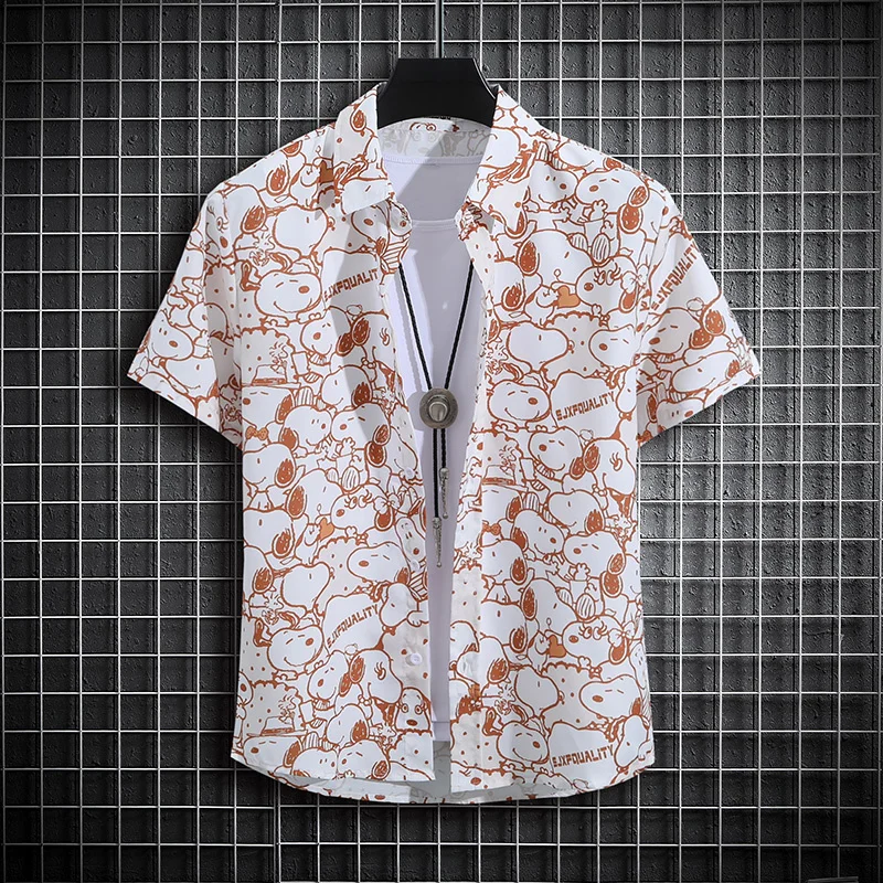 Summer Hawaiian Men's Short Sleeved Button Up Floral Fashion Shirt Man Casual Social Plant Element Oversized Streetwear Clothing 5