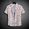 Summer Hawaiian Men's Short Sleeved Button Up Floral Fashion Shirt Man Casual Social Plant Element Oversized Streetwear Clothing 5